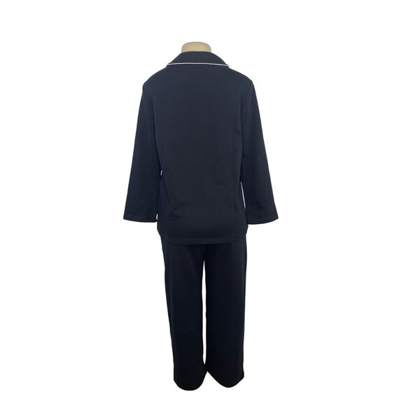 Goelia Womens Black Button-Up Pajama Set With White Piping Trim Sz 4 - New - Picture 3 of 14